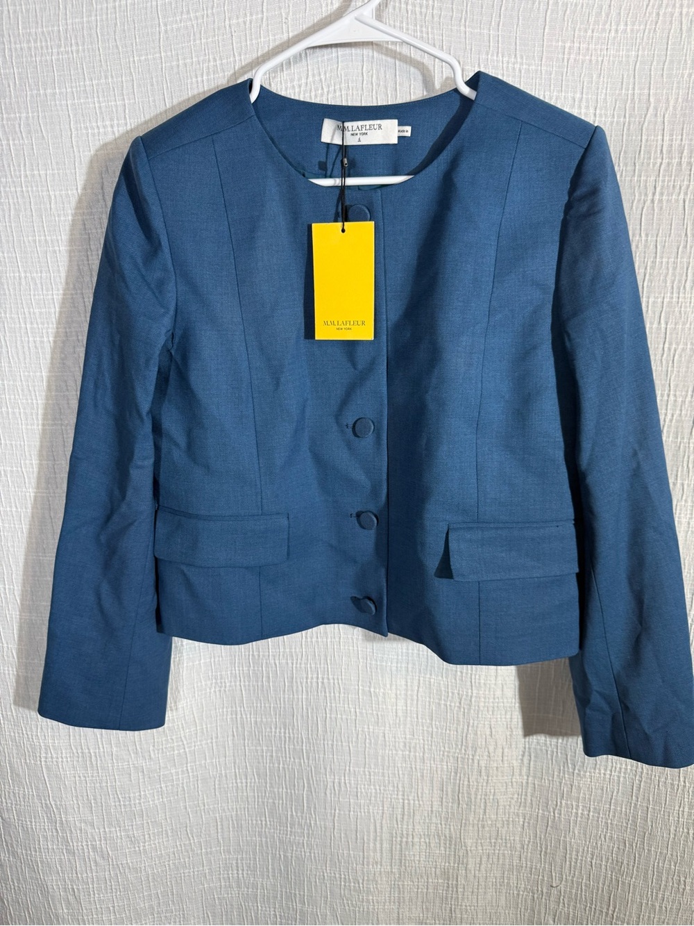 MM LaFleur The Aniya Crop Jacket - Italian Wool Twill bluebell size 6 nwt - Picture 5 of 14